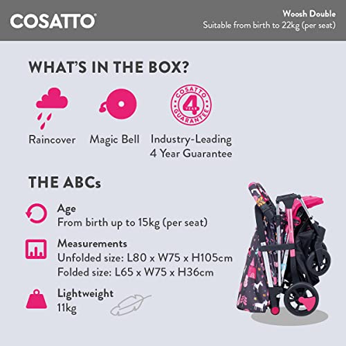 Cosatto Woosh Double Stroller for Twins - Lightweight