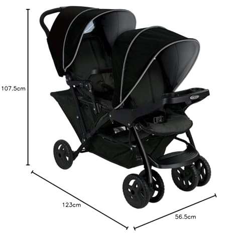 Graco Stadium Duo Tandem Double Pushchair - Black/Grey