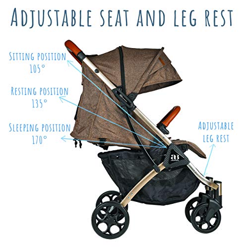 Amababy Lightweight Compact Travel Stroller for Toddlers (Brown)