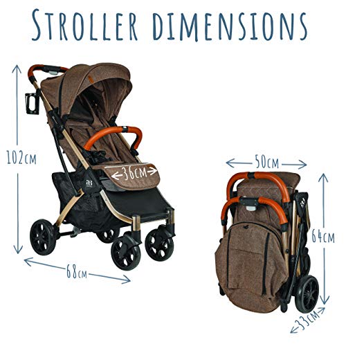 Amababy Lightweight Compact Travel Stroller for Toddlers (Brown)