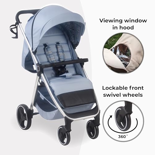 My Babiie MB160 Blue Plaid Pushchair - Birth to 4 Years
