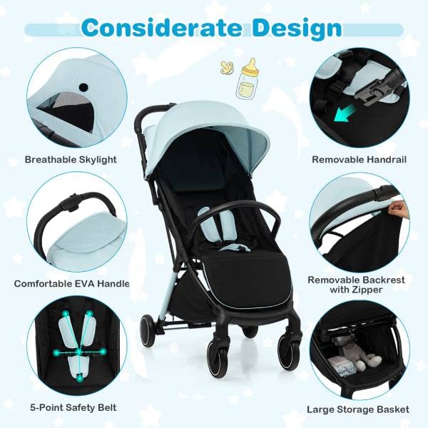 Maxmass Folding Baby Stroller with Canopy and Storage