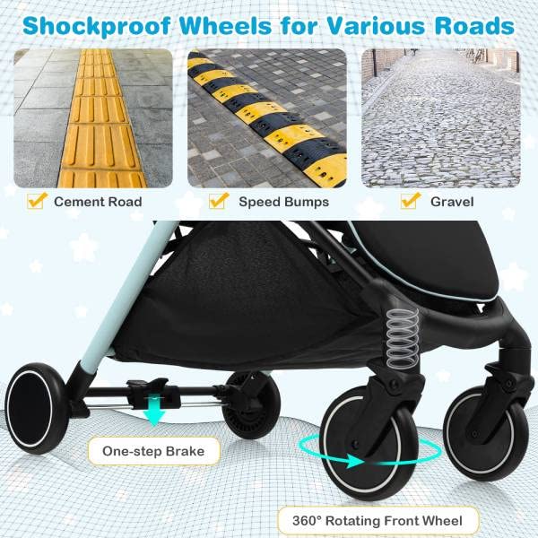 Maxmass Folding Baby Stroller with Canopy and Storage