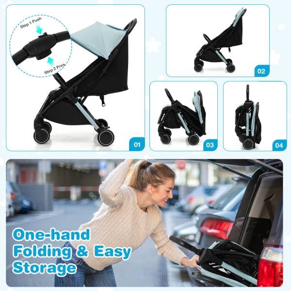 Maxmass Folding Baby Stroller with Canopy and Storage