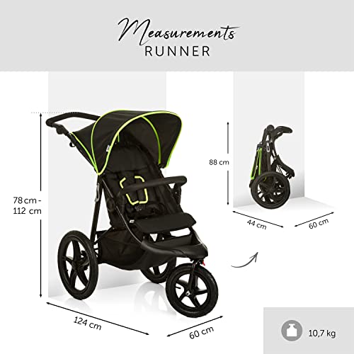 Black Neon Hauck Runner: All-Terrain Buggy with XL Wheels