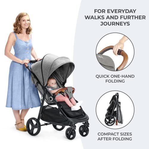 Kinderkraft GRANDE PLUS Stroller for Toddlers, Gray