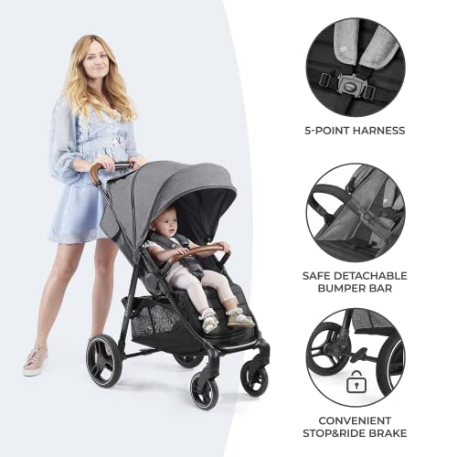 Kinderkraft GRANDE PLUS Stroller for Toddlers, Gray