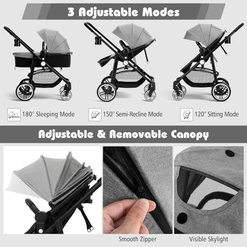 COSTWAY 2 in 1 Baby Pushchair with Reversible Seat