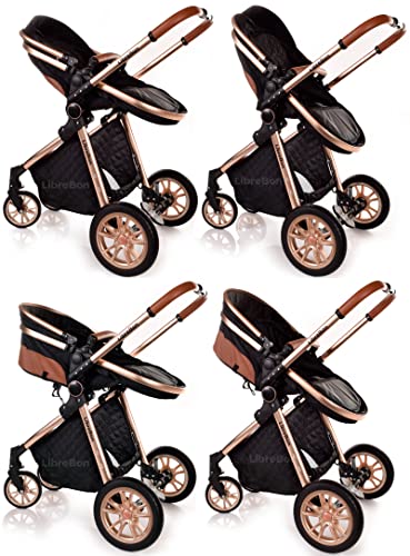 Black-Rose Gold 3-in-1 Lightweight Baby Travel System