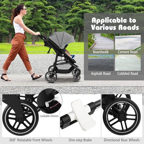 COSTWAY 2 in 1 Baby Pushchair with Reversible Seat
