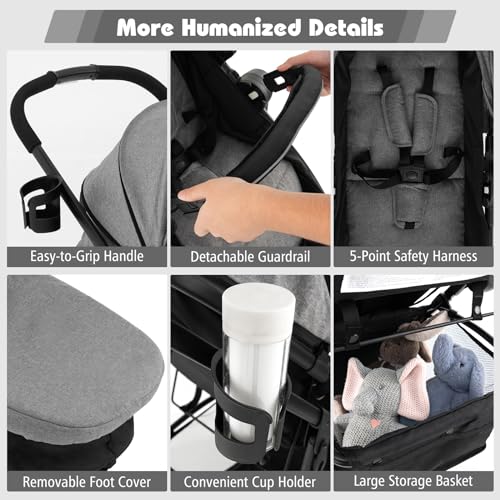 COSTWAY 2 in 1 Baby Pushchair with Reversible Seat