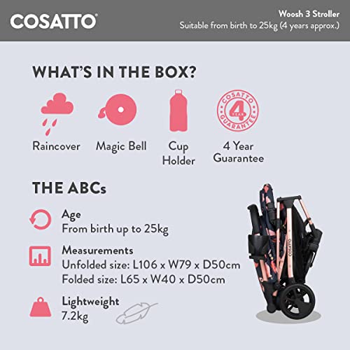 Cosatto Woosh 3 Lightweight Stroller - Dino Design
