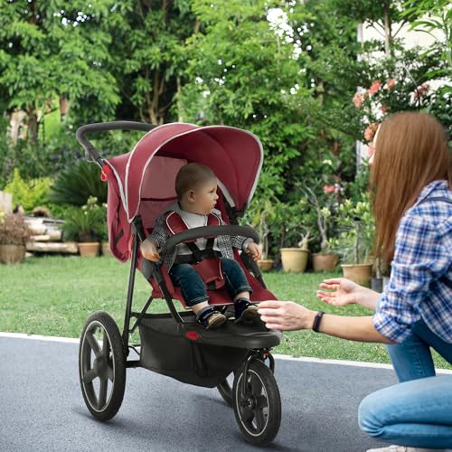 HOMCOM Lightweight Foldable Baby Stroller - Red
