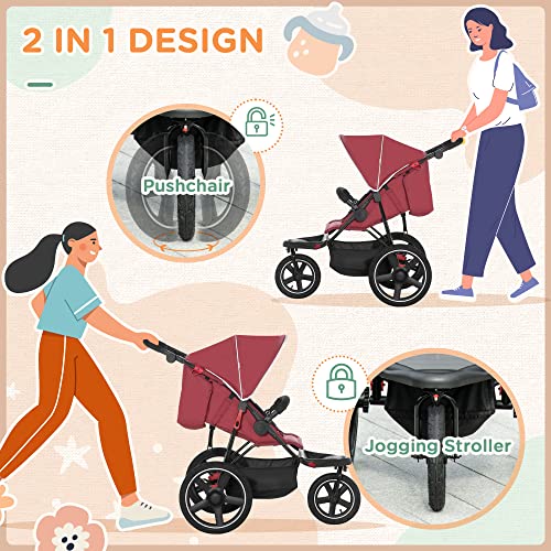 HOMCOM Lightweight Foldable Baby Stroller - Red