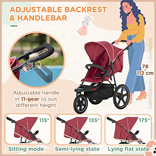 HOMCOM Lightweight Foldable Baby Stroller - Red