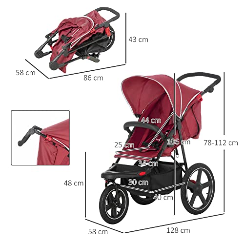 HOMCOM Lightweight Foldable Baby Stroller - Red