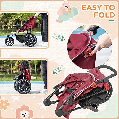 HOMCOM Lightweight Foldable Baby Stroller - Red