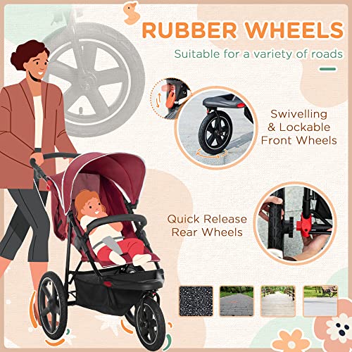 HOMCOM Lightweight Foldable Baby Stroller - Red