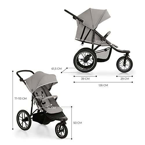 Kinderkraft HELSI 3 Wheeler Baby Stroller Gray