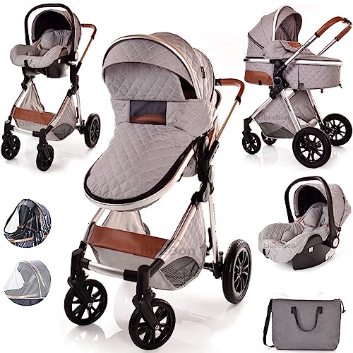 3-in-1 Lightweight Baby Pram Pushchair with Car Seat