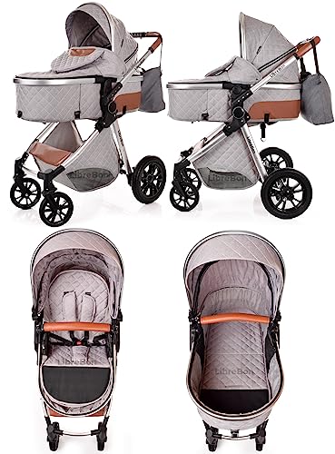 3-in-1 Lightweight Baby Pram Travel System (Light Grey)