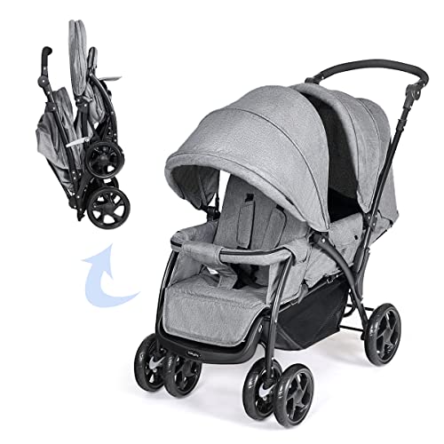 COSTWAY Double Seat Foldable Twin Tandem Pushchair
