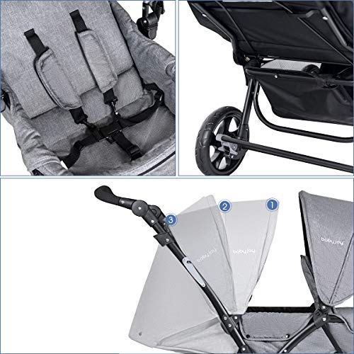 COSTWAY Double Seat Foldable Twin Tandem Pushchair