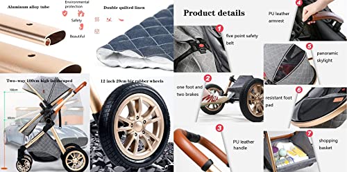 3-in-1 Lightweight Baby Pram Travel System (Light Grey)