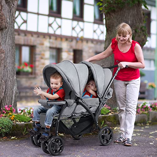 COSTWAY Double Seat Foldable Twin Tandem Pushchair