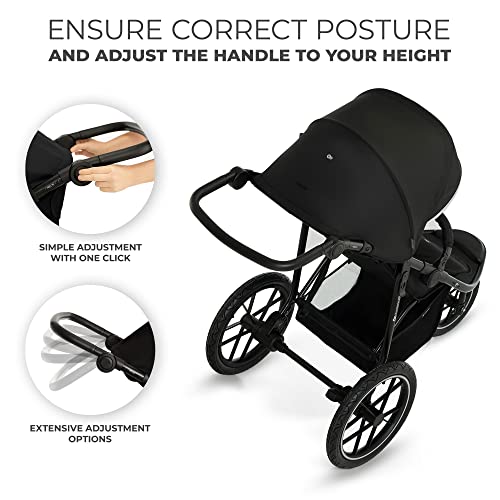 Kinderkraft HELSI Jogger Stroller, 3 Wheeler, Lightweight, Black