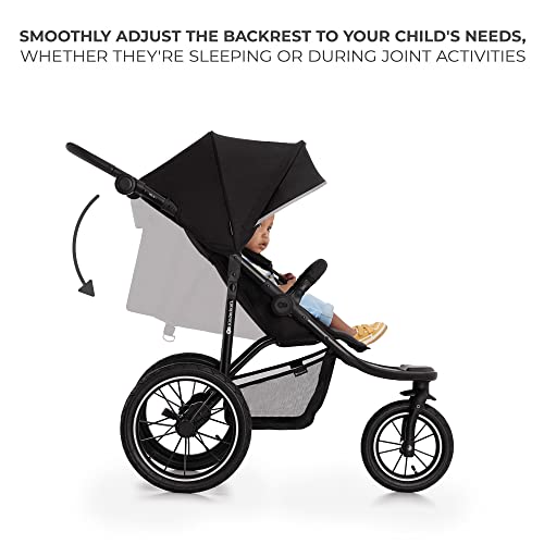 Kinderkraft HELSI Jogger Stroller, 3 Wheeler, Lightweight, Black