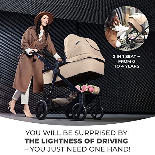 Kinderkraft 3-in-1 Stroller, Pushchair, Pram Set - Gray
