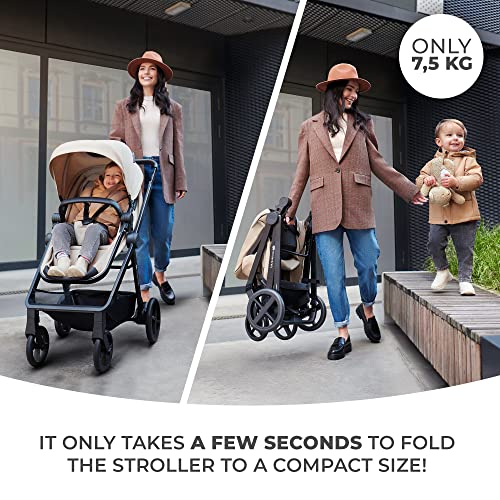 Kinderkraft 3-in-1 Stroller, Pushchair, Pram Set - Gray