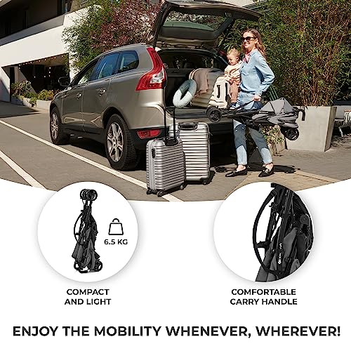 Kinderkraft TIK Lightweight Stroller - Gray, Adjustable, Travel-friendly