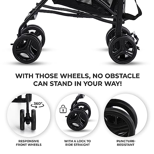 Kinderkraft TIK Lightweight Stroller - Gray, Adjustable, Travel-friendly