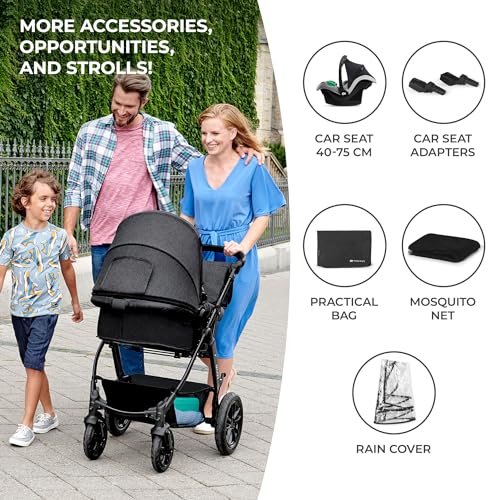 Kinderkraft MOOV Pram 3 in 1 Set with Infant Car Seat - Black
