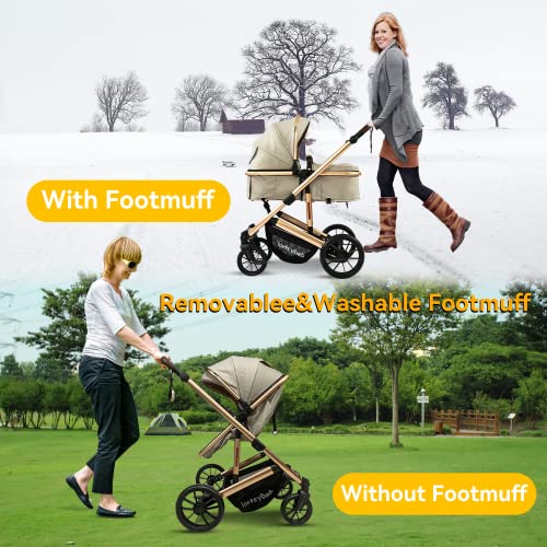 Infant Newborn Bassinet Stroller - 2-in-1 Convertible Pushchair