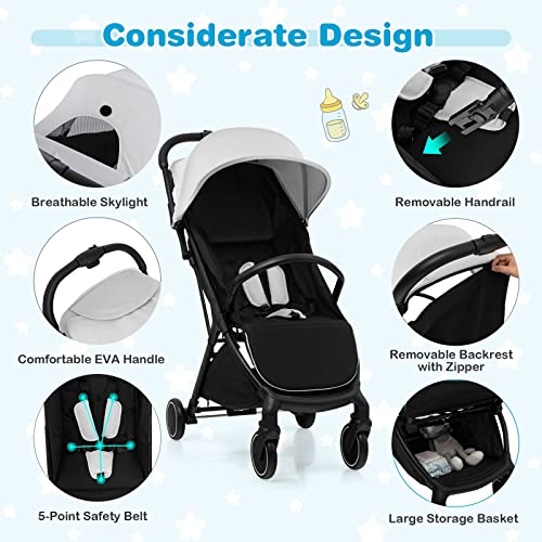 Maxmass Folding Baby Stroller, Toddler Lightweight Buggy (Grey)