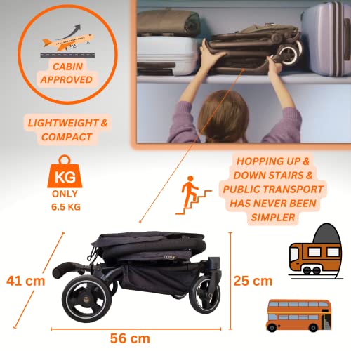 Oberlux Convertible 3-in-1 Lightweight Baby Stroller - Grey