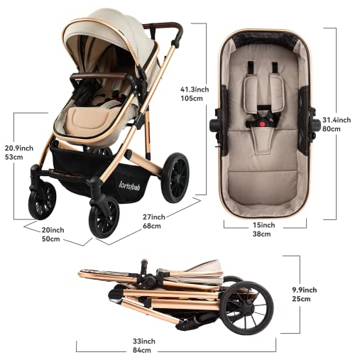 Infant Newborn Bassinet Stroller - 2-in-1 Convertible Pushchair