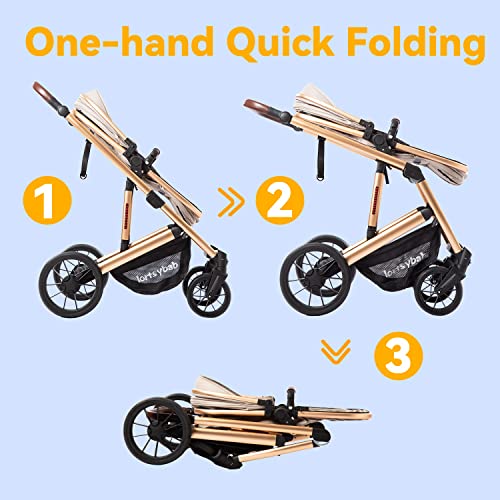 Infant Newborn Bassinet Stroller - 2-in-1 Convertible Pushchair