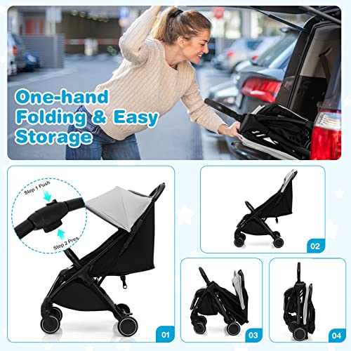 GYMAX Foldable Lightweight Baby Stroller with 5-Point Safe Belt