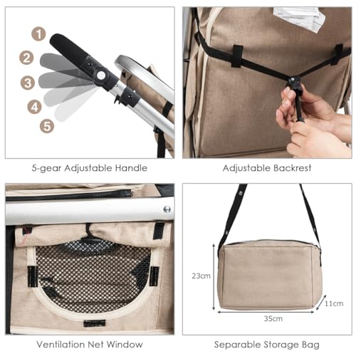 GYMAX Foldable Baby Stroller with Rain Cover and Mosquito Net