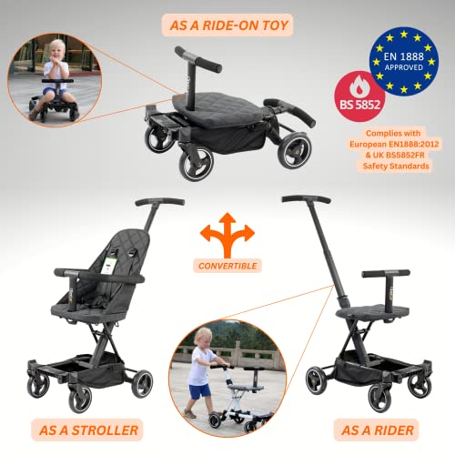 Oberlux Convertible 3 in 1 Baby Stroller, Lightweight Black