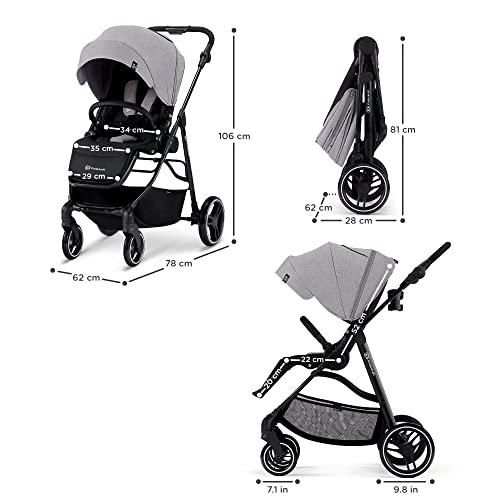 Kinderkraft VESTO Lightweight Stroller with Foldable Design, Gray