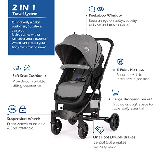 Hadibio 2 in 1 Travel System Stroller Pram