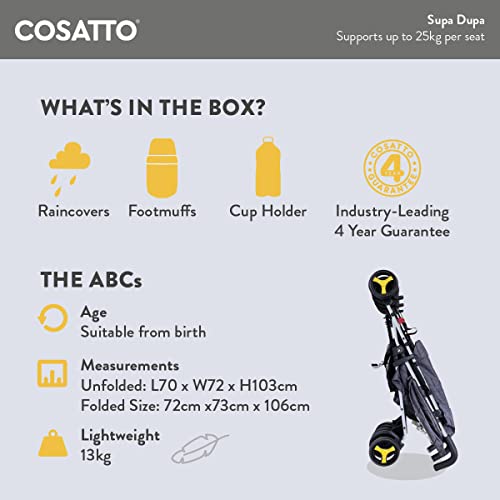 Cosatto Supa Dupa Double Stroller: Lightweight & Compact