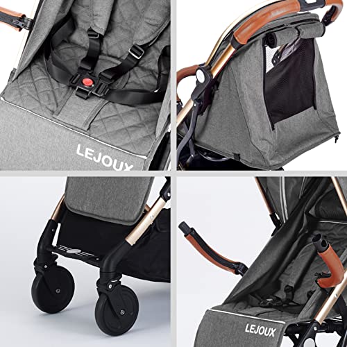 Lejoux™ Lightweight Foldable Baby Pushchair Stroller, Grey