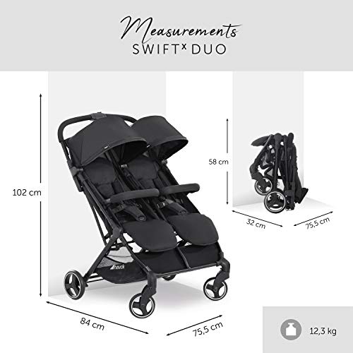 Hauck Swift X Twin Pushchair - Black, Compact & Folding