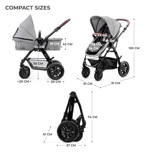 Kinderkraft MOOV 3-in-1 Pram Set, Travel System, Gray